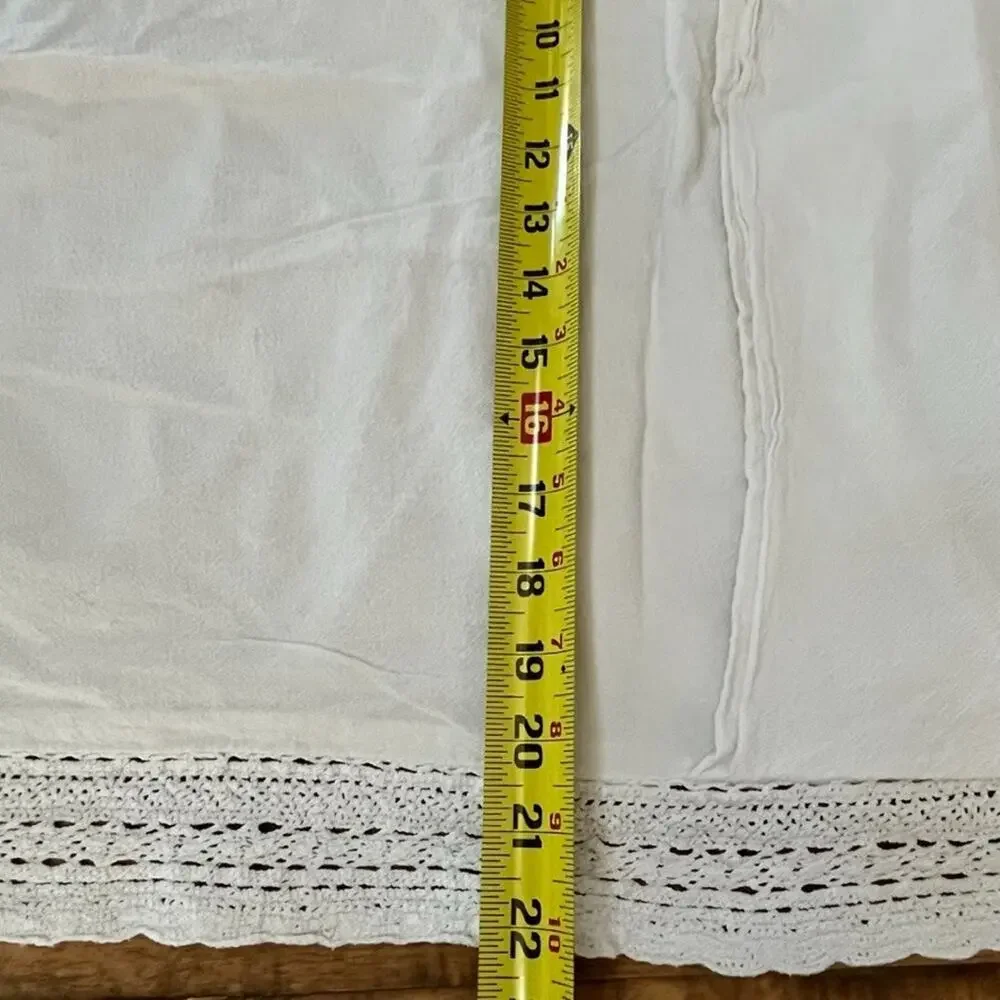 Simply Shabby Chic White King Pillow Shams (2) Linen Blend Lace Crochet Trim